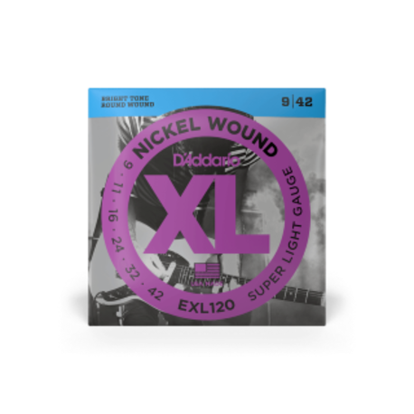 D´ADDARIO EXL120. Entorchado de níquel, calibre superfino, 09-42